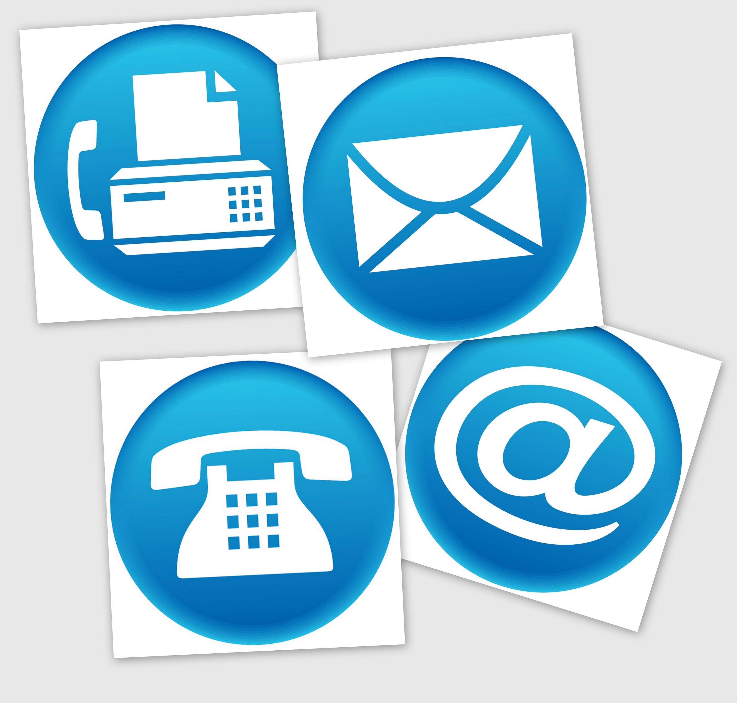 icone rappresentanti chiocciola email, fax, telefono e busta lettera